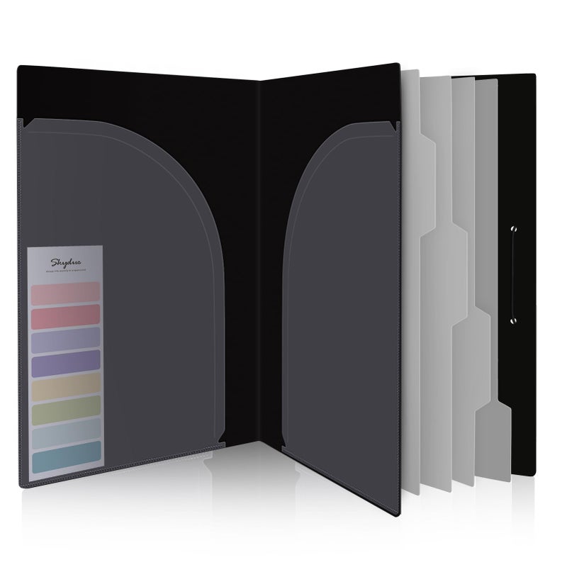 SKYDUE Accordion File Organizer, 5 Pocket Expanding File Folders with Pockets, Document Organizer, Portable Paper Organizerï¼ŒSchool Office Supplies Black - Image 1