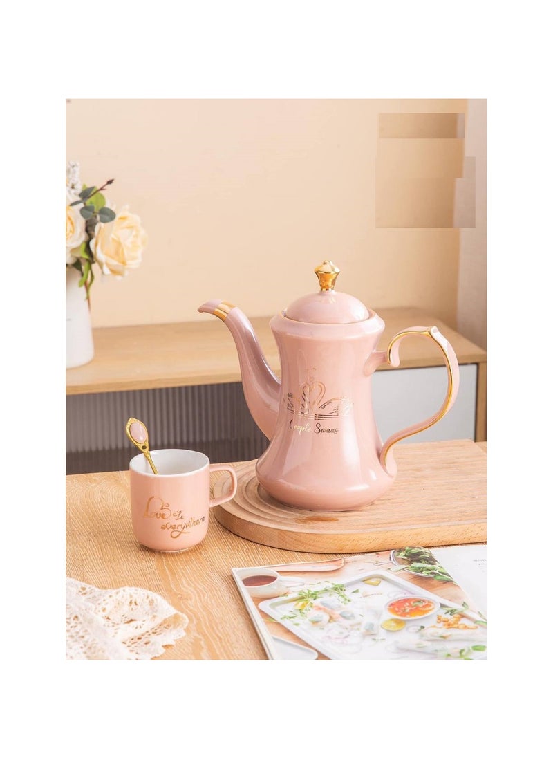 MARBLE - Marble porcelain tea set in the refrigerator, 16 pcs in tray, rose TS154-16-ROS - Image 1