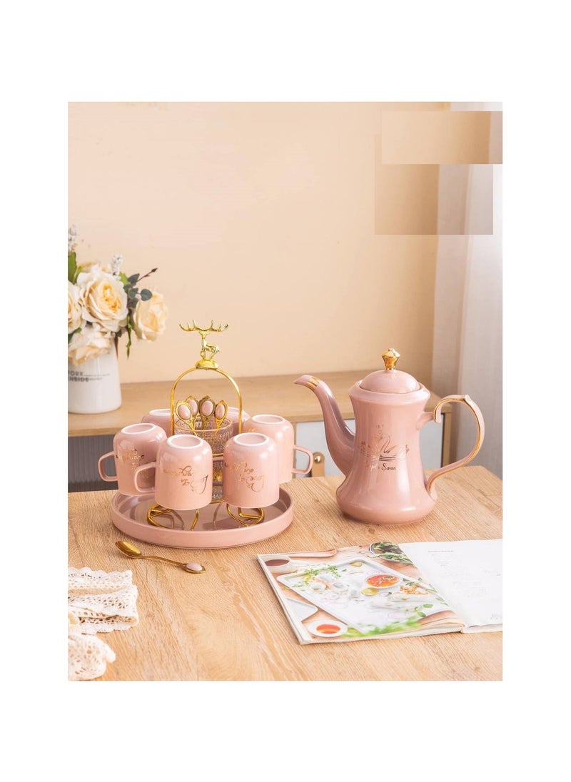 MARBLE - Marble porcelain tea set in the refrigerator, 16 pcs in tray, rose TS154-16-ROS - Image 1