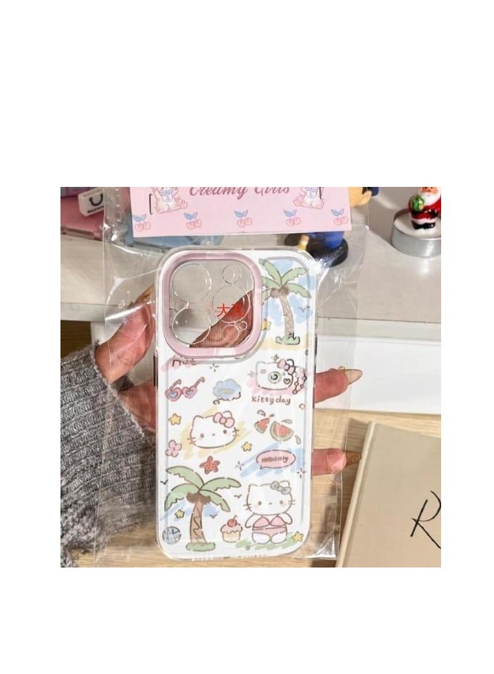 Clear Case for iPhone 16 Pro Max – Palm Tree & Swimsuit Kitty Design | Transparent Protective Cover - Image 4