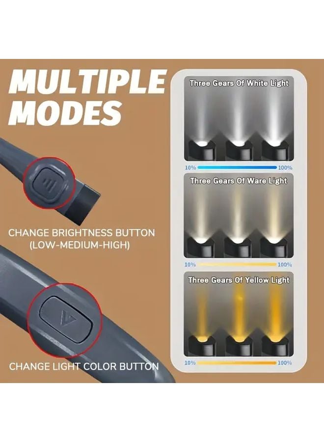 USB Rechargeable LED Hands Free Neck Lamp 3 Colors Bendable Portable Reading Light - Image 5