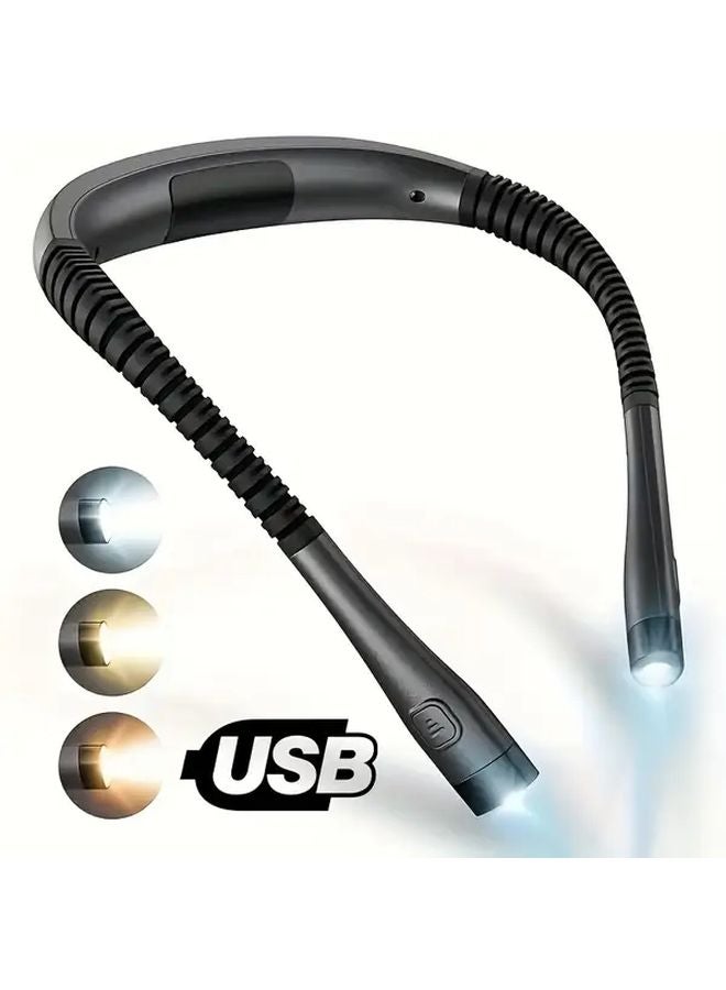 USB Rechargeable LED Hands Free Neck Lamp 3 Colors Bendable Portable Reading Light - Image 2