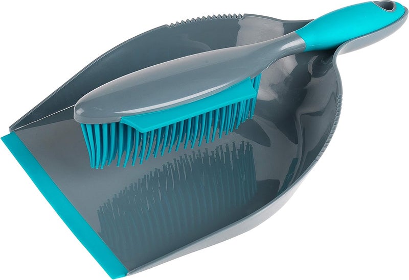 Beldray LA069351EU Pet Plus+ Dustpan And Brush Set - Non-Scratch Rubber Bristles, Handheld Broom With Squeegee Edge For Pet Hair, Hard Floors, Surfaces, Liquids, Clips Together For Compact Storage - Image 1