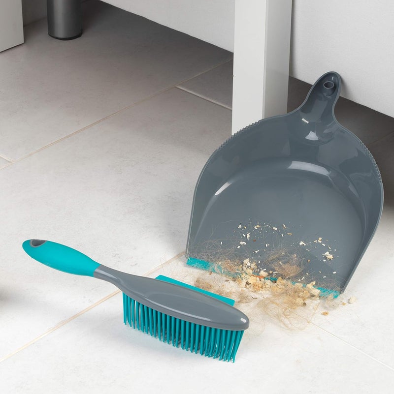 Beldray LA069351EU Pet Plus+ Dustpan And Brush Set - Non-Scratch Rubber Bristles, Handheld Broom With Squeegee Edge For Pet Hair, Hard Floors, Surfaces, Liquids, Clips Together For Compact Storage - Image 5