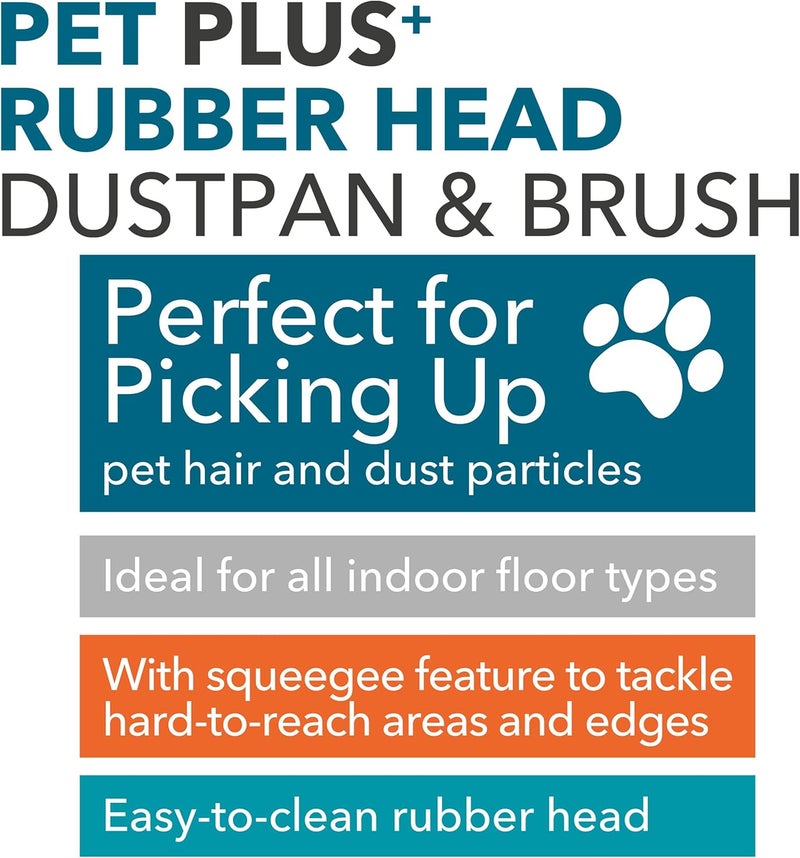 Beldray LA069351EU Pet Plus+ Dustpan And Brush Set - Non-Scratch Rubber Bristles, Handheld Broom With Squeegee Edge For Pet Hair, Hard Floors, Surfaces, Liquids, Clips Together For Compact Storage - Image 2