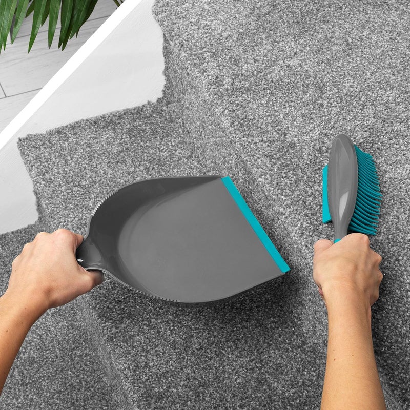 Beldray LA069351EU Pet Plus+ Dustpan And Brush Set - Non-Scratch Rubber Bristles, Handheld Broom With Squeegee Edge For Pet Hair, Hard Floors, Surfaces, Liquids, Clips Together For Compact Storage - Image 3