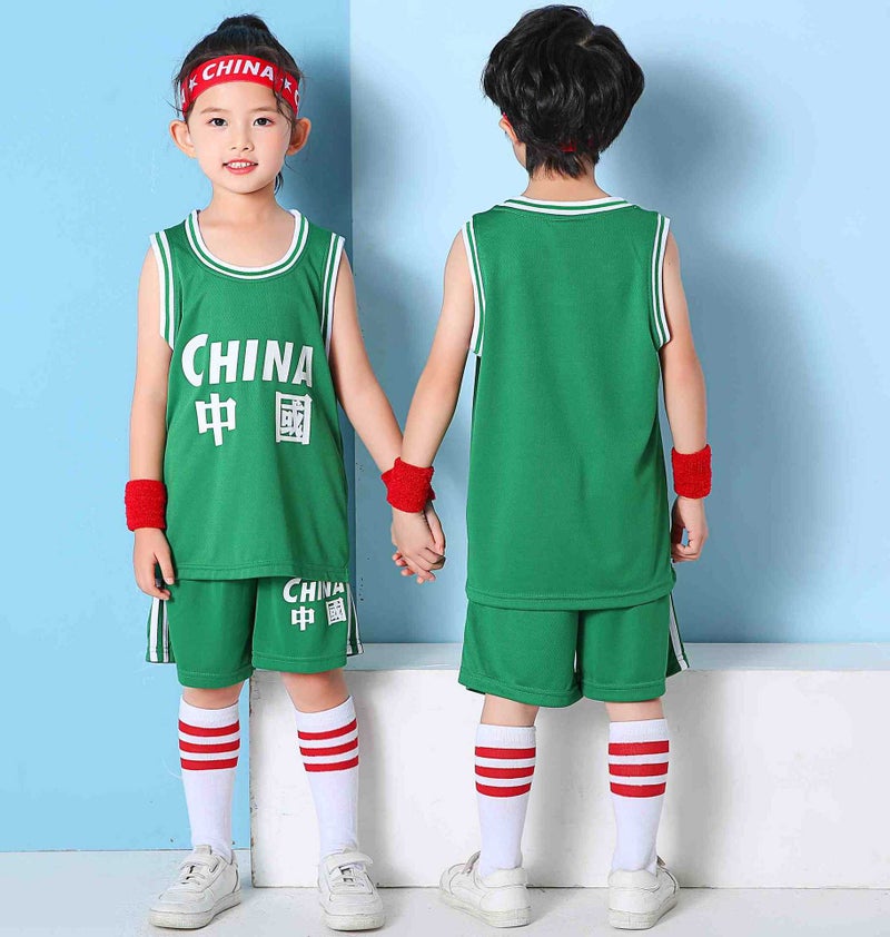 Children'S Basketball Suit Suit Fake Two-Piece Short-Sleeved Jersey For Boys And Girls Kindergarten Performance Suit Student Printing Training Suit - Image 1