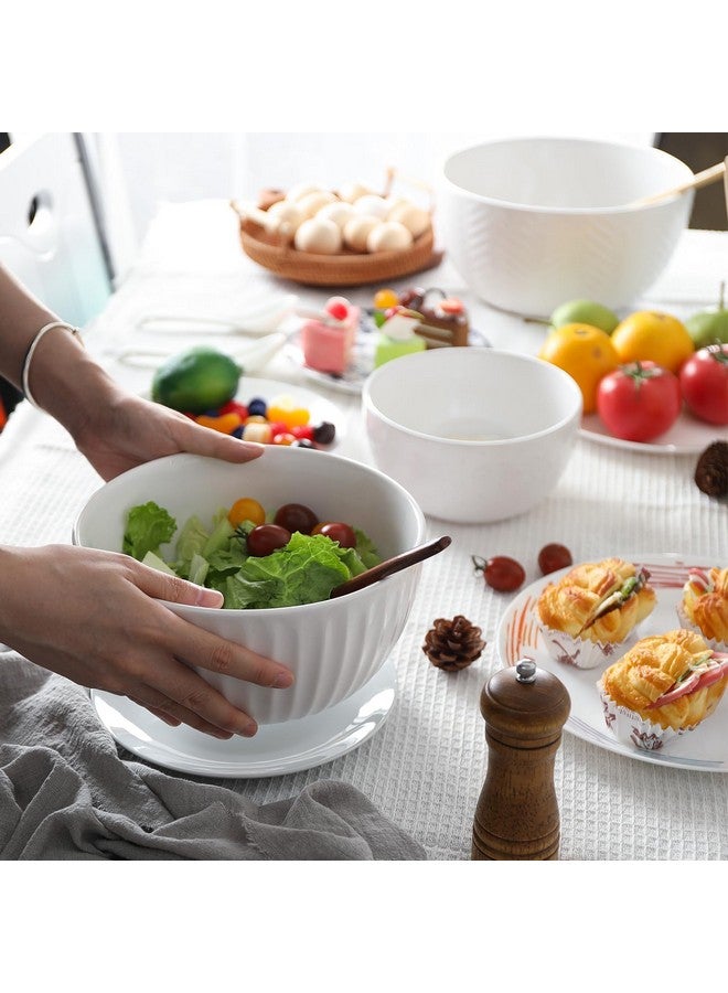 هابي كيت مجموعة أوعية خلط سيراميك من هابي كيت، مجموعة أوعية متداخلة للمطبخ، مجموعة من 3 أوعية كبيرة سعة 5/3/1.5 كوارت، وعاء تقديم للتحضير للخبز وخلط السلطة، آمن للاستخدام في الفرن والميكروويف وغسالة الأطباق - Image 2