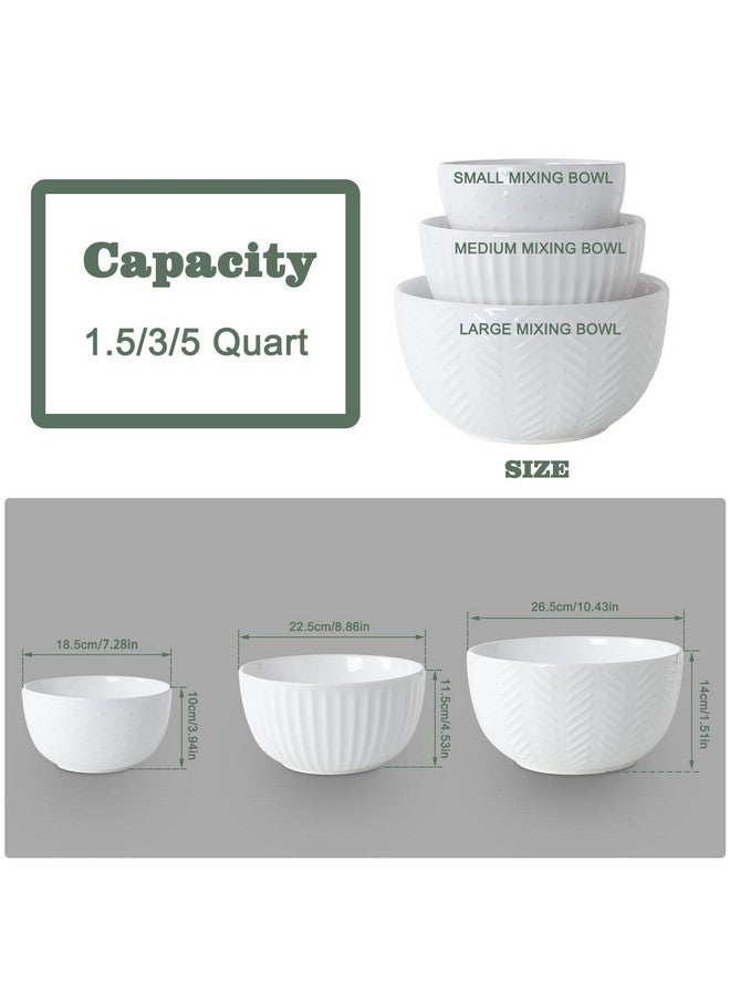 هابي كيت مجموعة أوعية خلط سيراميك من هابي كيت، مجموعة أوعية متداخلة للمطبخ، مجموعة من 3 أوعية كبيرة سعة 5/3/1.5 كوارت، وعاء تقديم للتحضير للخبز وخلط السلطة، آمن للاستخدام في الفرن والميكروويف وغسالة الأطباق - Image 4