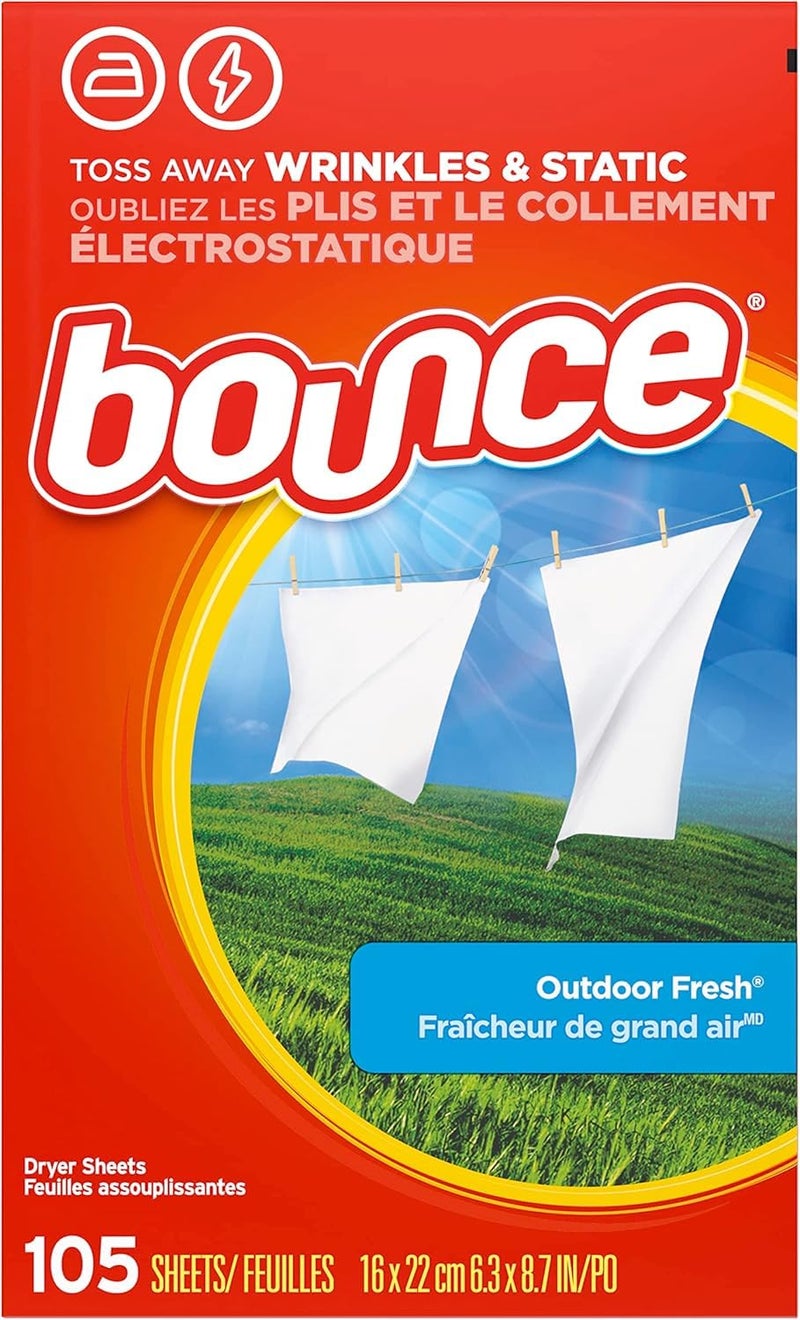 Bounce مناديل ملطف القماش من باونس، رائحة انتعاش في الهواء الطلق، 105 قطعة - Image 3
