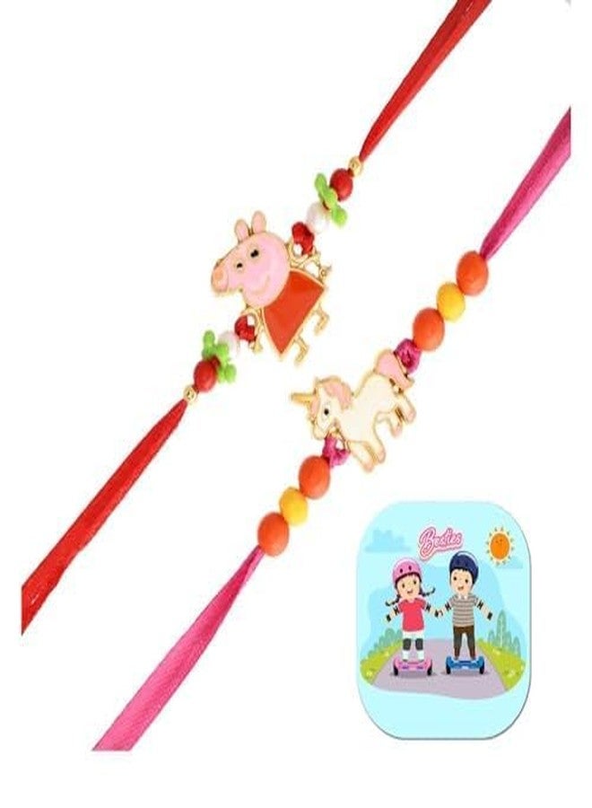VIYANSHI Pepa Pig Cartoon Rakhi Gift Combo for Kids - Set of 2 Fun Rakhi for Brother, Boy, Girls & Sister | Adorable Peppa Pig Rakhi with Fridge Magnet Gift & Door Decor | Perfect Raksha Bandhan Set - Image 2
