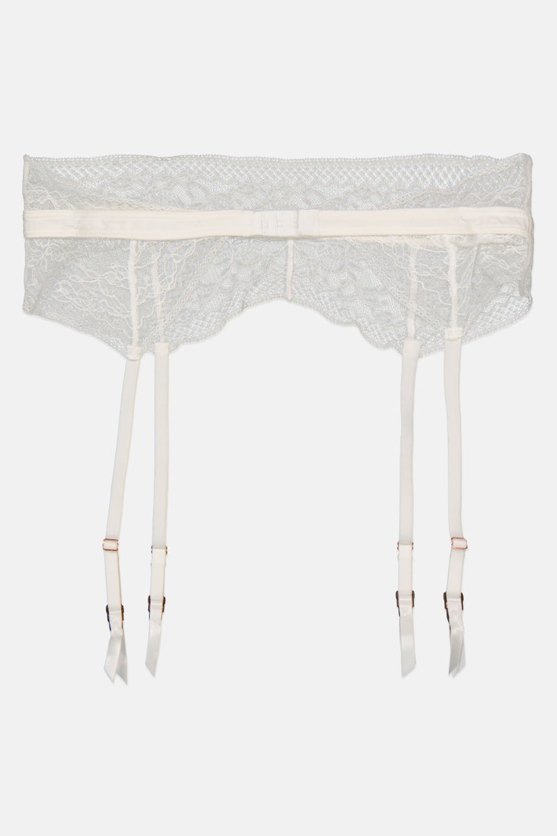 Etam Women Lace Suspender Belt, White - Image 1