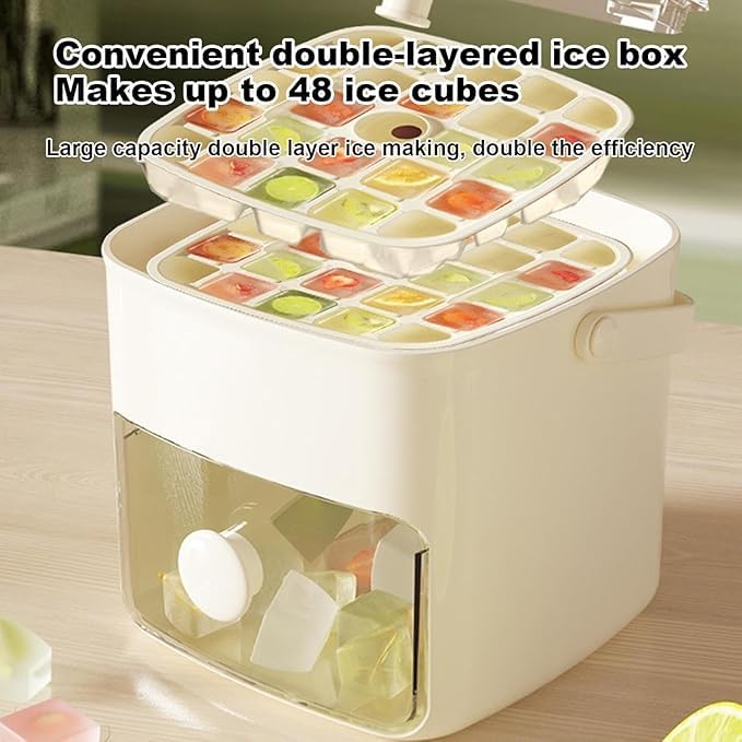 MVM Enterprise Double Layer Ice Box Ice Cube Tray Square Ice Maker Ice Maker Ice Maker Ice Maker Ice Case Included Lid Double Function Ice Tray Includes Lid Soft Easy to Use The Ice Cube Tray - Image 2