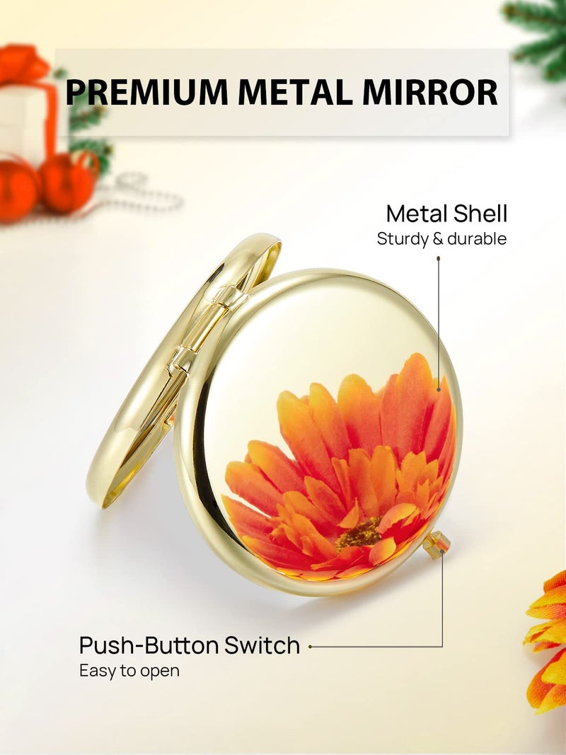 Getinbulk Compact Mirror for Purse, Double-Sided 1X/2X Magnifying Metal Pocket Makeup Mirrors(Round,Gold) - Image 5