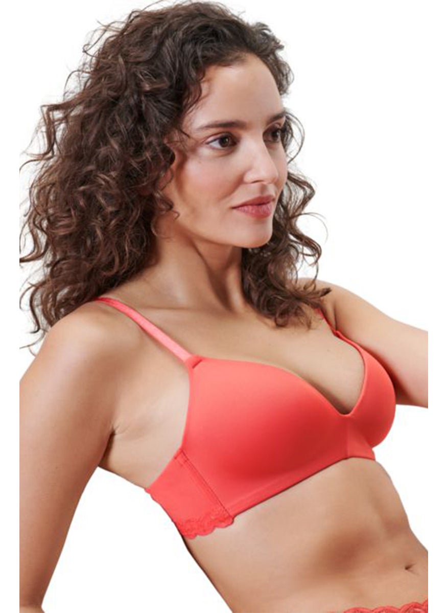 Tchibo Women Lightly Padded Textured Bra, Red  - Image 1