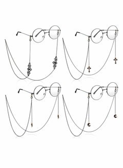 Glasses Chain for Women Eyeglass Strap Black 4 Pieces