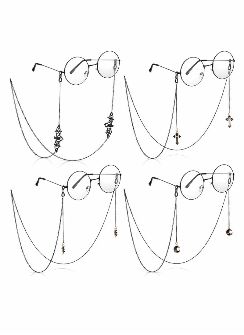 NIBEMINENT - Glasses Chain for Women Eyeglass Strap Black 4 Pieces - Image 1