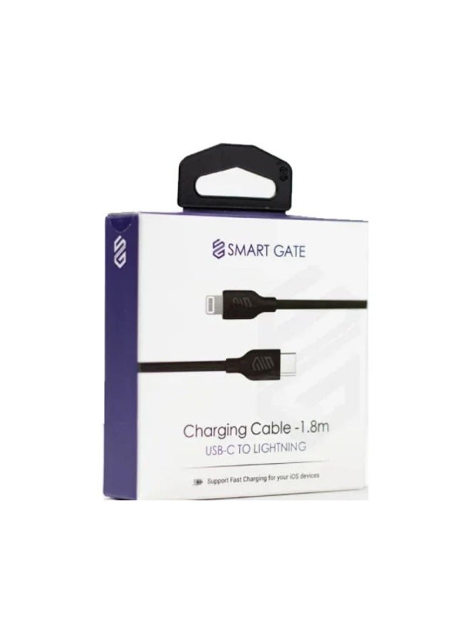 Smart Gate USB-A to Lightning Cable SGCA-PALS100B , 1 Meter - Black - Image 2
