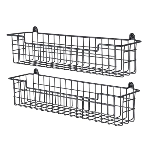 GUUKAR Spice Rack Organizer Wall Mount, Spice Organization Storage Shelf for Cabinet Door, 2 Packs Wall Spice Rack Saving Space for Kitchen, Black - Image 1