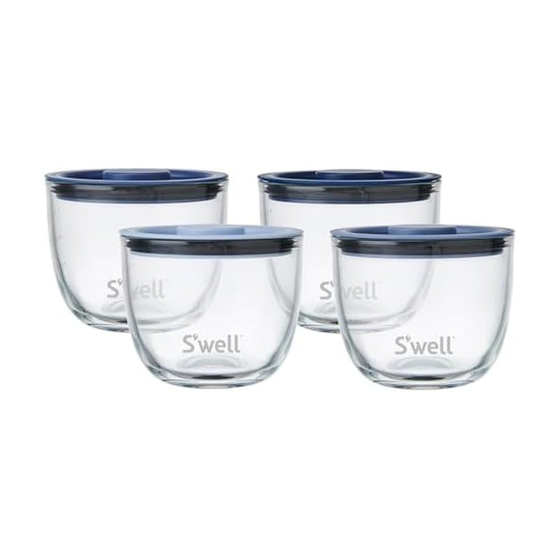 S'well 12oz Glass Prep Bowl Set of 4 For Easy Meal Prep, Coastal Blues, Made From Durable Tempered Glass, Nests Inside 21.5oz - Image 1