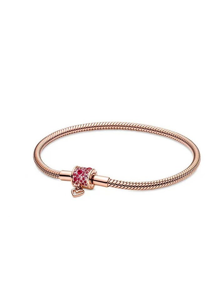 Pandora Violet Rose gold flower love bracelet 17cm 