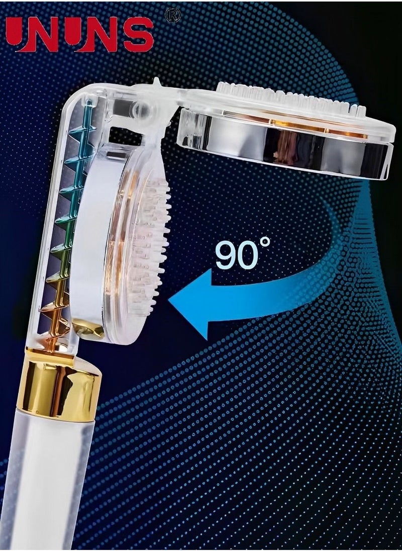 UNUNS - Shower Head Clear,Handheld Clamshell Shower Filter For Removes Chlorine And Harmful Pollutants,Double High Pressure Head Handheld Shower Set With 5 Filters,Massage Back,Handheld Shower - Image 1
