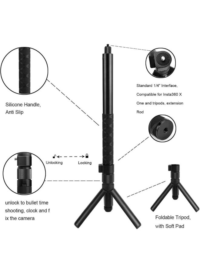 عصا سيلفي غير مرئية لجهاز Insta360 X4 مع حامل ثلاثي القوائم مدمج لجهاز Insta360 X4 X3 Guard/ONE X2 / GO 3S / ONE X/GO 2/ONE R ONE RS/كاميرا GoPro - Image 2