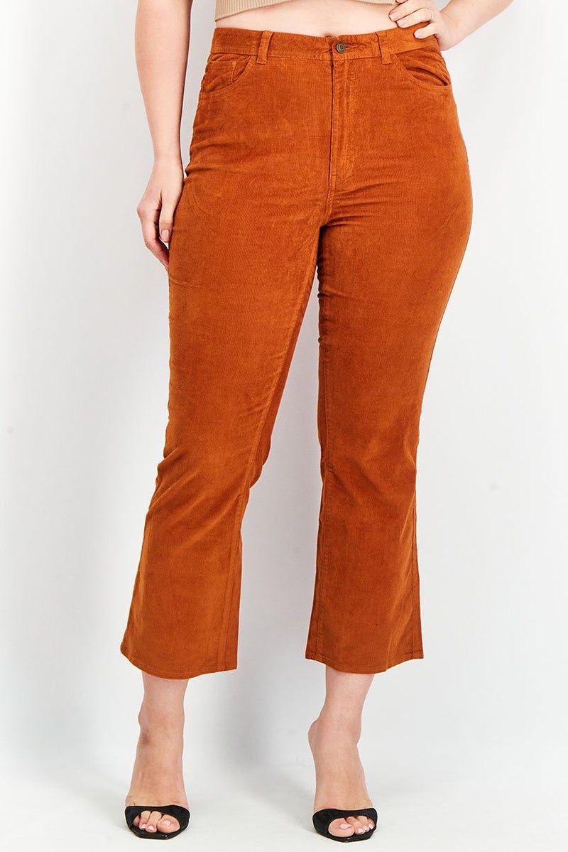 Tchibo Women Flared Leg Plain Pants, Rust Brown  - Image 1