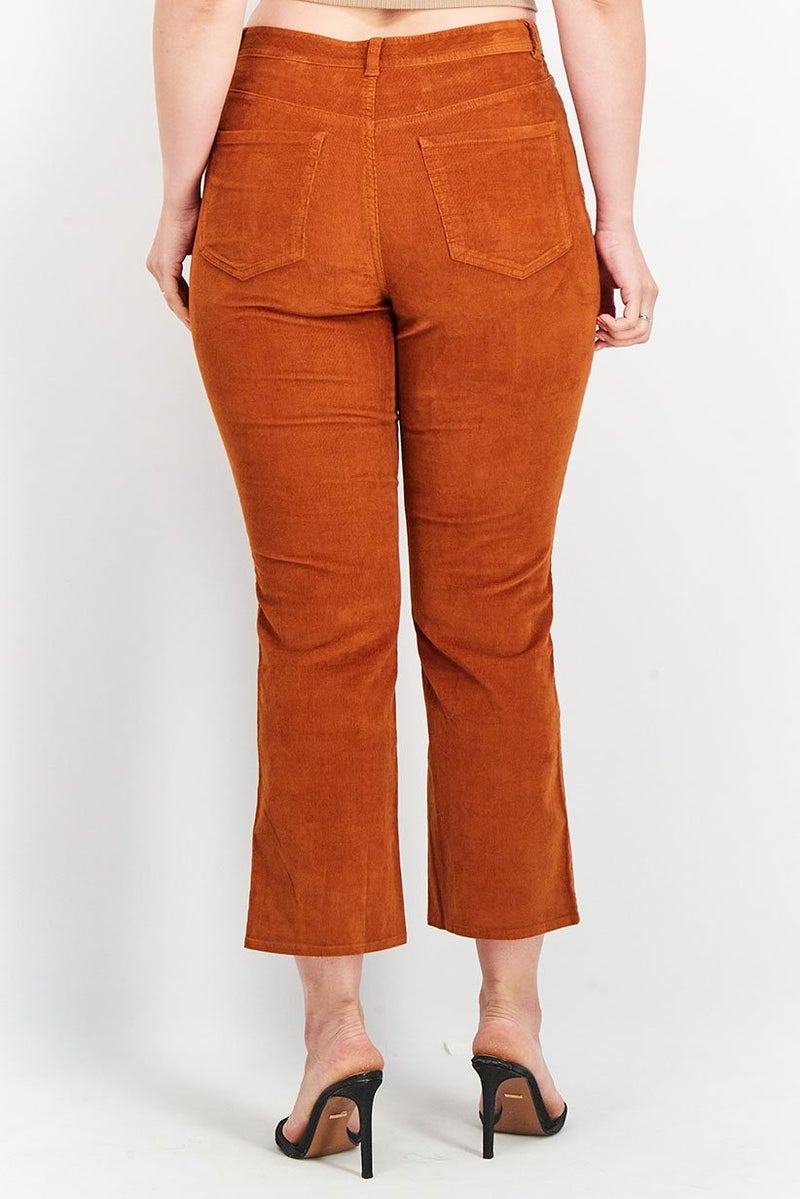 Tchibo Women Flared Leg Plain Pants, Rust Brown - Image 2
