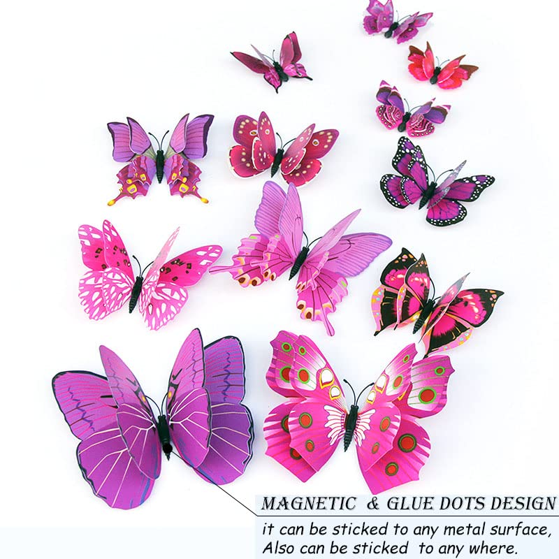 OPSEAM Butterfly Wall Decor 24/48 PCS, 3D Butterflies Stickers for Party Decorations with Magnets (Purple, 48) - Image 5