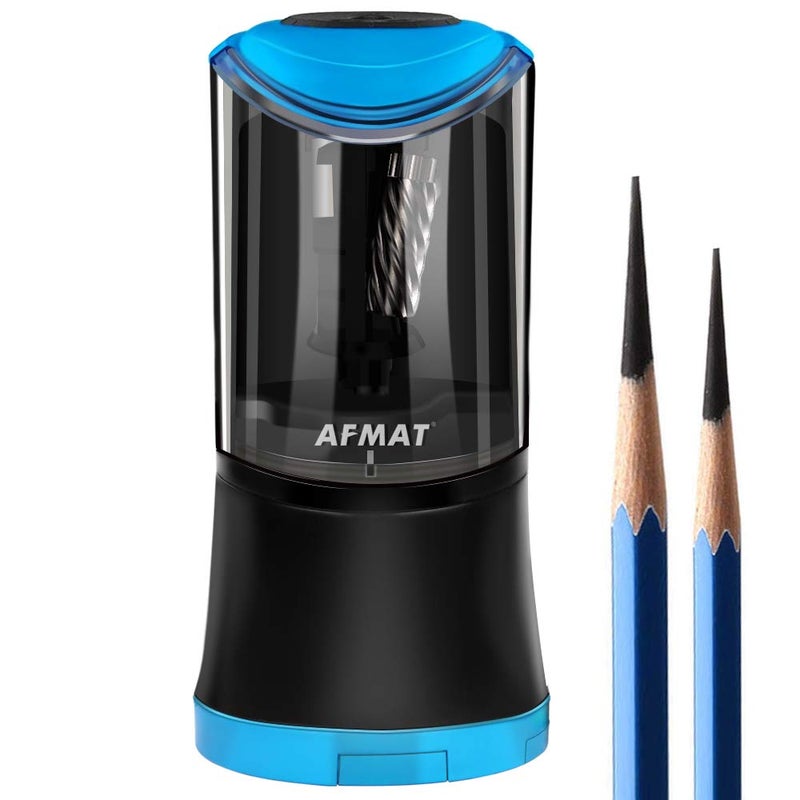 AFMAT Electric Long Point Pencil Sharpener, 2 Holes, Fast Sharpen & Auto Stop, 8-17mm Long Point, Rechargeable Artist Pencil Sharpener for 6-9.6mm Large Pencils, Charcoal/Drawing/Colored Pencils PS09 - Image 1