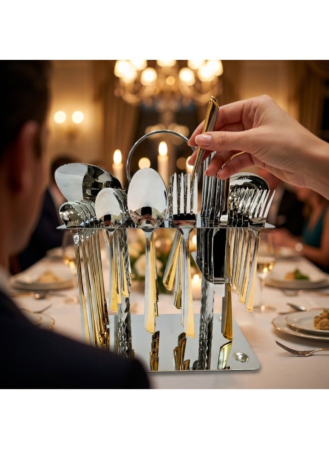 LAVIN 38 pieces of Cutlery Set with holding stand / Stainless Steel with Gold Plated - Image 1