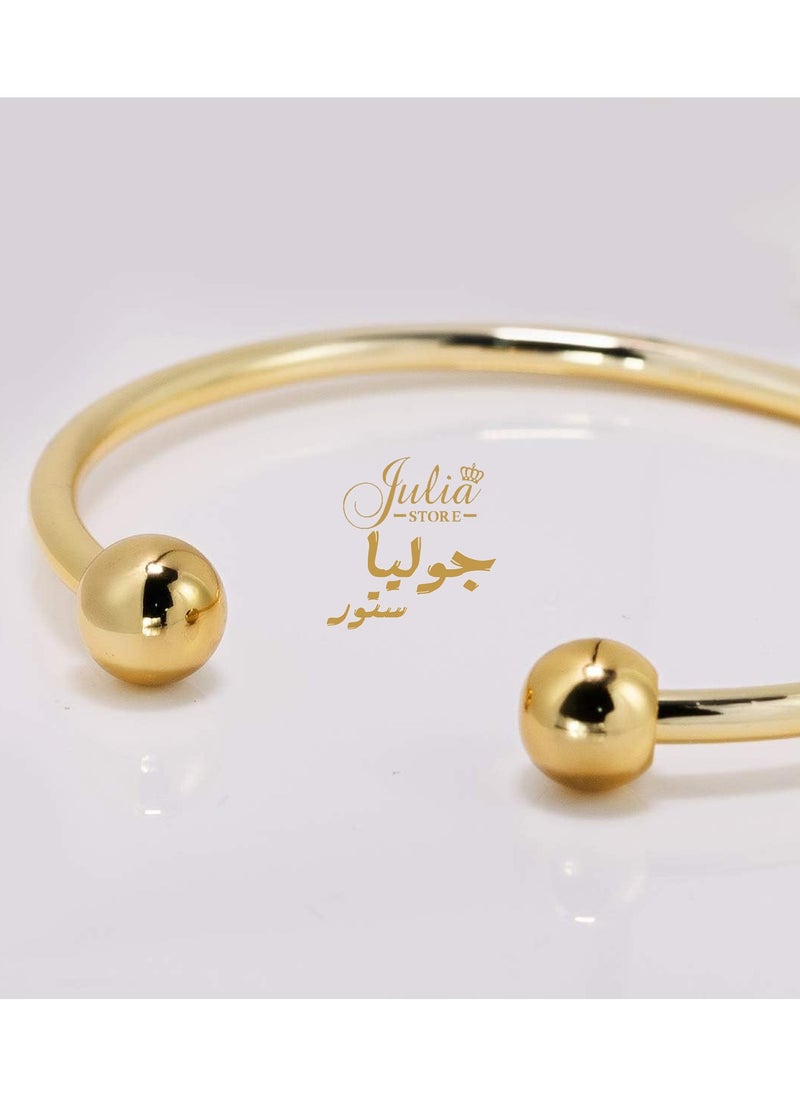 Julia Store 18K Gold Plated Adjustable Stainless Steel Ball Cuff Bangle Bracelet for Men Women Gift Love By Julia Store  - Image 1