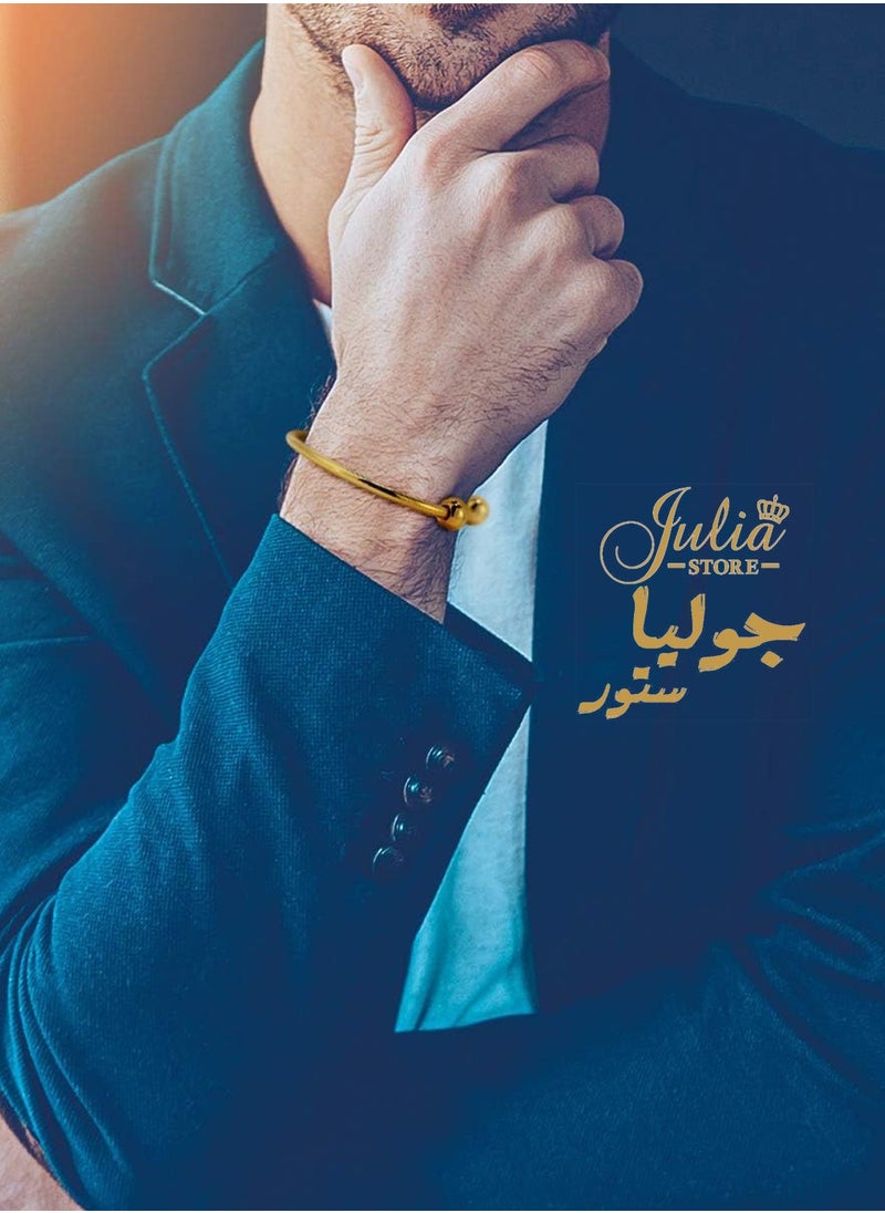 Julia Store 18K Gold Plated Adjustable Stainless Steel Ball Cuff Bangle Bracelet for Men Women Gift Love By Julia Store  - Image 2