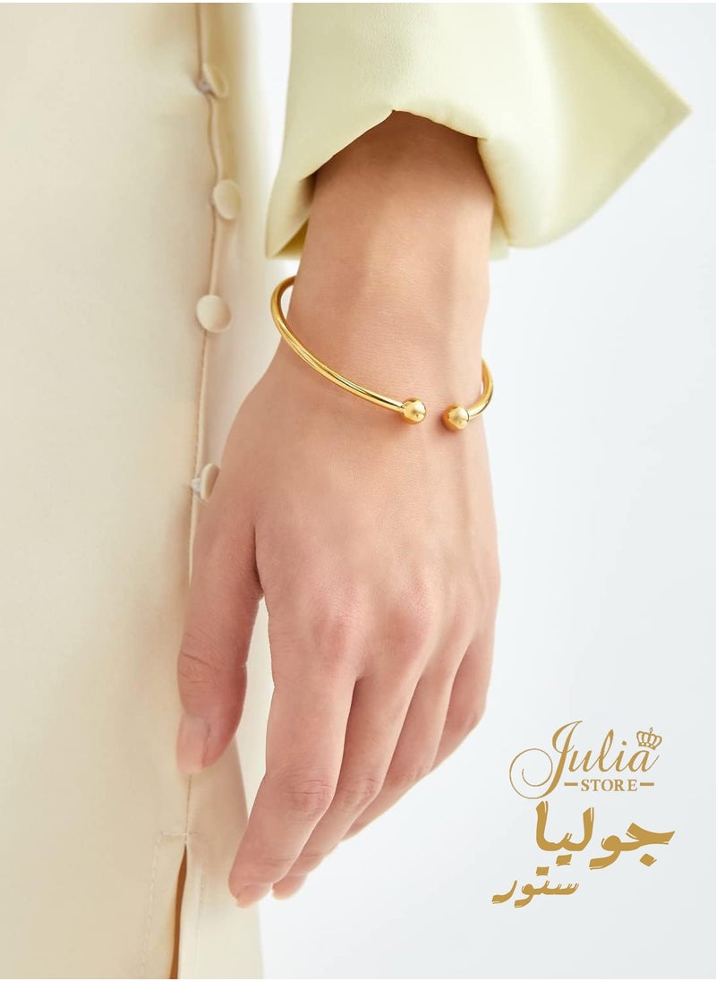 Julia Store 18K Gold Plated Adjustable Stainless Steel Ball Cuff Bangle Bracelet for Men Women Gift Love By Julia Store  - Image 4