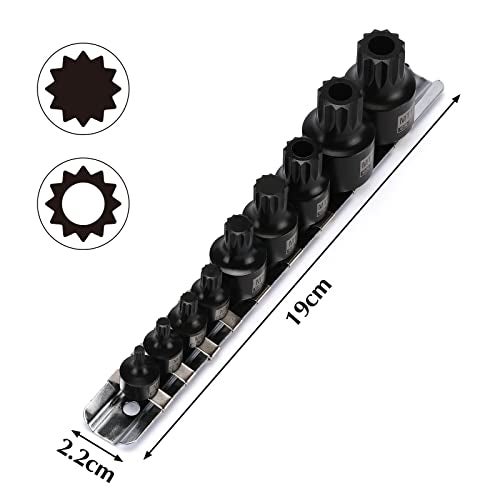 EMENTOL 9PCS Low Profile Impact Triple Square Bit Socket Set, CR-MO, 1/4", 3/8" and 1/2" Drive, 9 Pieces Stubby Triple Square Bit Sockets, M4 - M12, MT14 - MT18 - Image 5