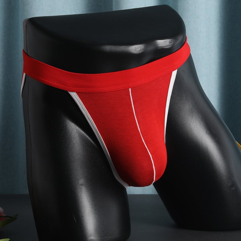 Men'S Underwear High Fork Briefs Mid-Waist Modal Breathable Sports G-String Underpants Headline Hair - Image 2