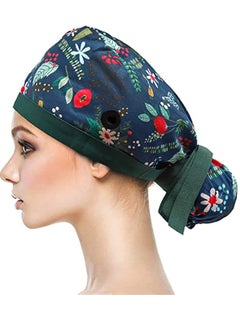 SYOSI Home Working Cap with Buttons and Sweatband Adjustable Ribbon Tie Ponytail Hats for Women, Long Hair Head Covers Hair Caps  - Image 1