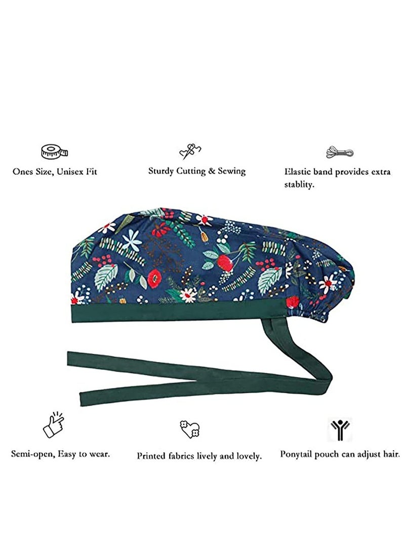 SYOSI Home Working Cap with Buttons and Sweatband Adjustable Ribbon Tie Ponytail Hats for Women, Long Hair Head Covers Hair Caps  - Image 5