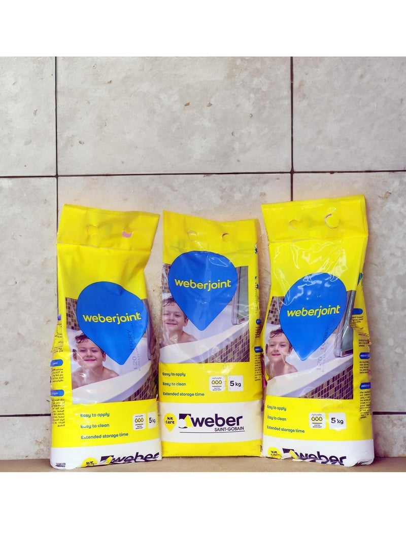 Weber مونة بلاط قائمة على الأسمنت مخلطة مسبقًا لمفاصل البلاط (5 كجم) - (بلاتينيوم) - Image 2