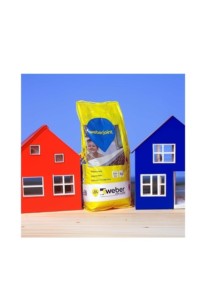 Weber مونة بلاط قائمة على الأسمنت مخلطة مسبقًا لمفاصل البلاط (5 كجم) - (بلاتينيوم) - Image 3