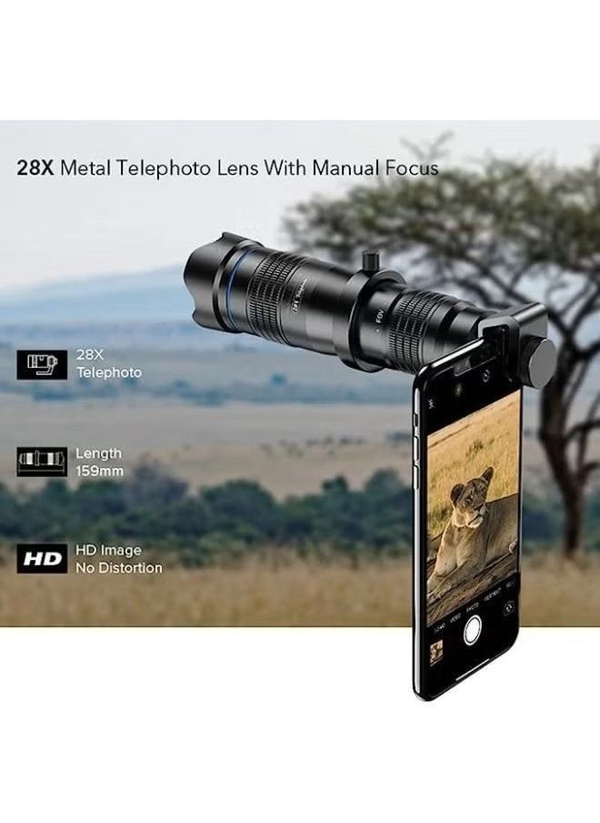 Generic APEXEL APL-JS28X HD 28X Metal Single-tube Phone Telephoto Lens with Manual Focus for Most Smartphones for Traveling Sport Events Concert Bird Watching Photography  - Image 4