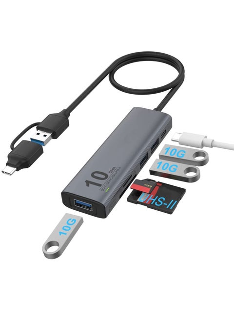 10Gbps Dual-Slot UHS-II SD 4.0 Card Reader USB C Hub USB C to USB A Adapter with USB3.2 GEN2 10G Speed USB UHS-II SD Card Reader Adapter