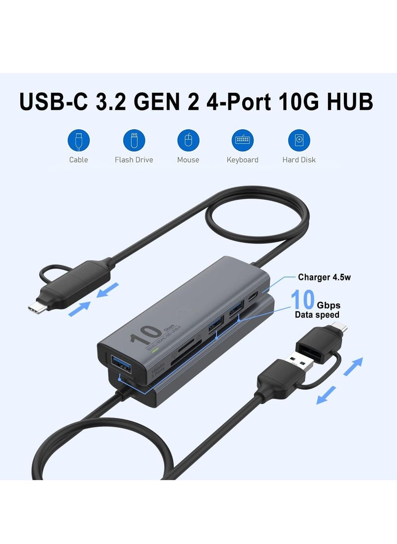 Generic - 10Gbps Dual-Slot UHS-II SD 4.0 Card Reader USB C Hub USB C to USB A Adapter with USB3.2 GEN2 10G Speed USB UHS-II SD Card Reader Adapter - Image 1