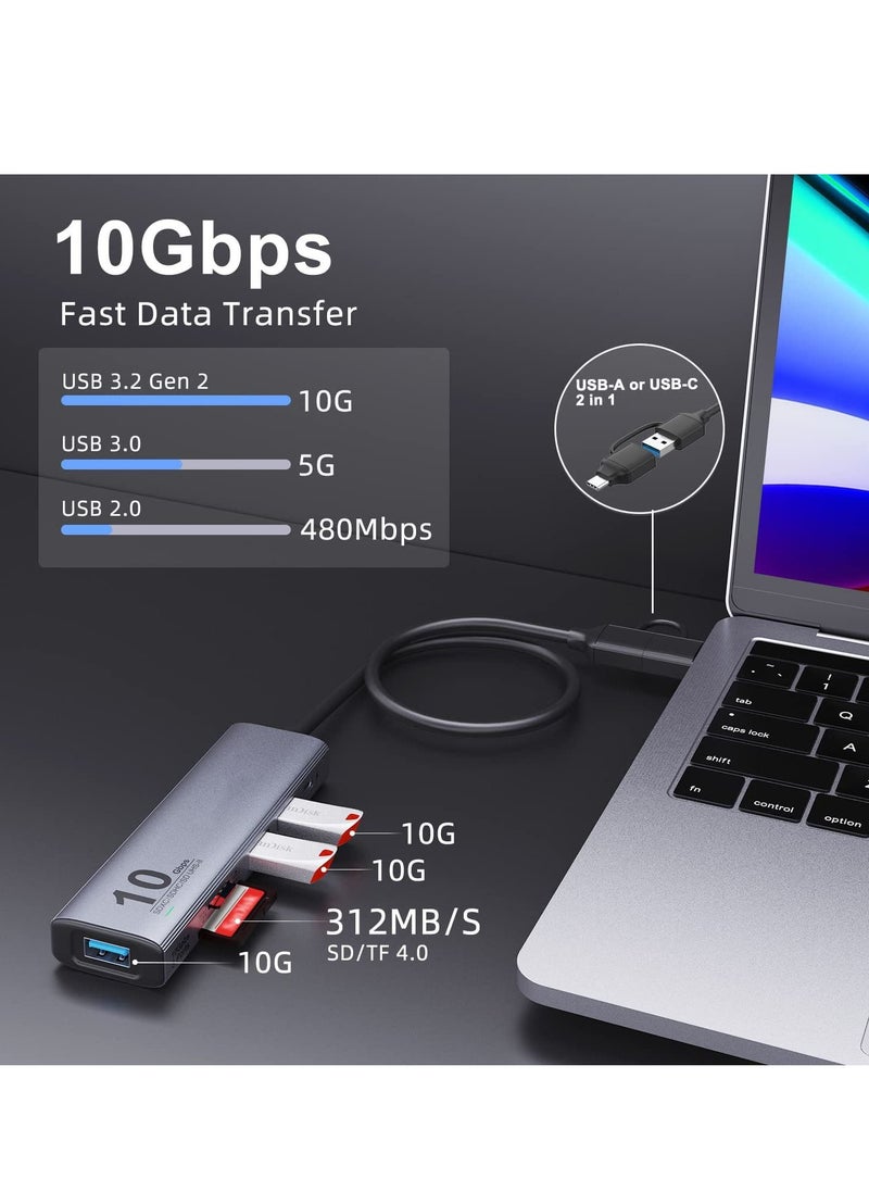 Generic - 10Gbps Dual-Slot UHS-II SD 4.0 Card Reader USB C Hub USB C to USB A Adapter with USB3.2 GEN2 10G Speed USB UHS-II SD Card Reader Adapter - Image 1