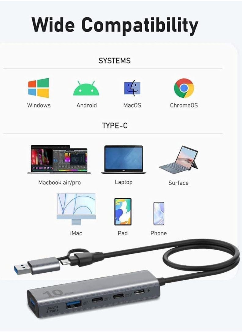 Generic - 10Gbps Dual-Slot UHS-II SD 4.0 Card Reader USB C Hub USB C to USB A Adapter with USB3.2 GEN2 10G Speed USB UHS-II SD Card Reader Adapter - Image 1