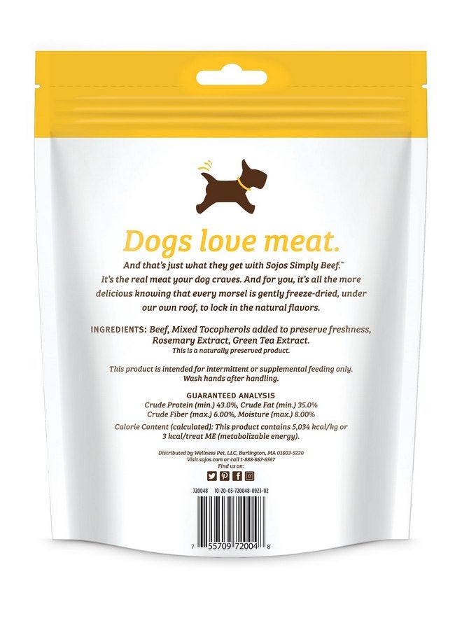 سوجوز طعام الحيوانات الأليفة الطبيعي SOJOS، مكافآت الكلاب المجففة بالتجميد Simply Beef، 4 أونصة، أصفر - Image 2