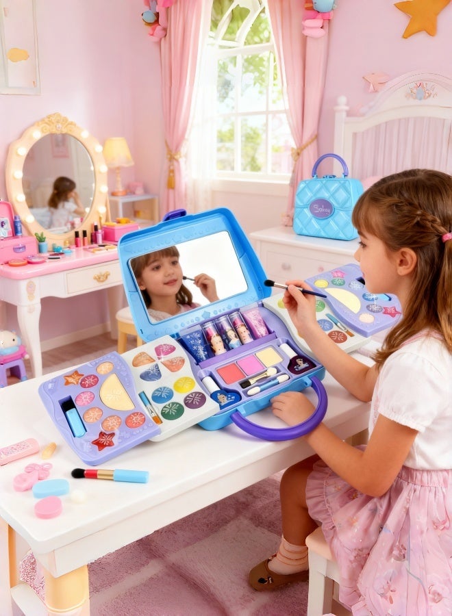 Saudi Select Your Daughter's Safe Makeup Kit: 50-Piece Frozen-Inspired Magic!  Non-Toxic for Princess Dress up Game Christmas & Birthday Girl Gift for 3-12 - Image 1