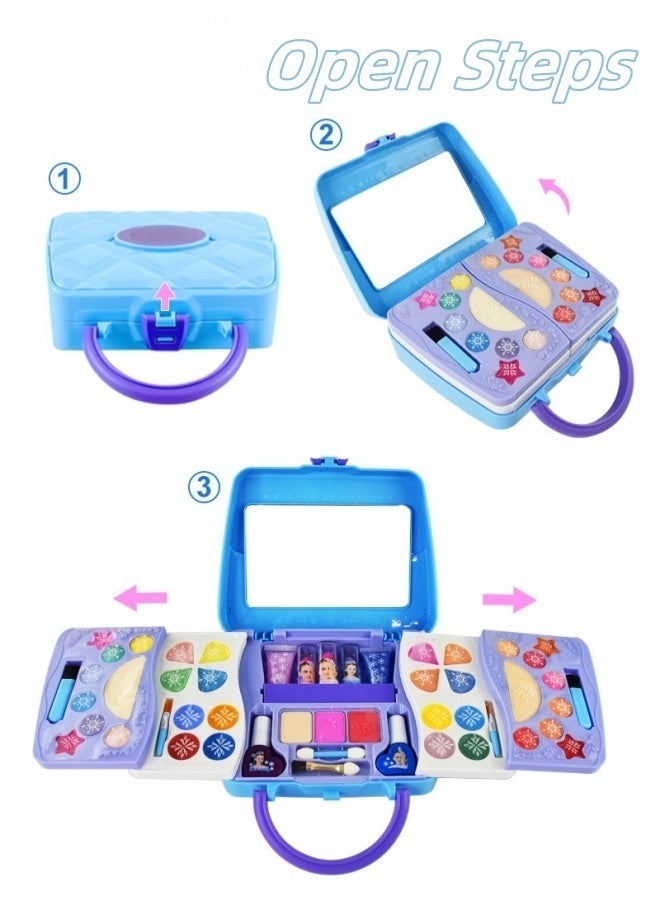 Saudi Select Your Daughter's Safe Makeup Kit: 50-Piece Frozen-Inspired Magic!  Non-Toxic for Princess Dress up Game Christmas & Birthday Girl Gift for 3-12 - Image 2