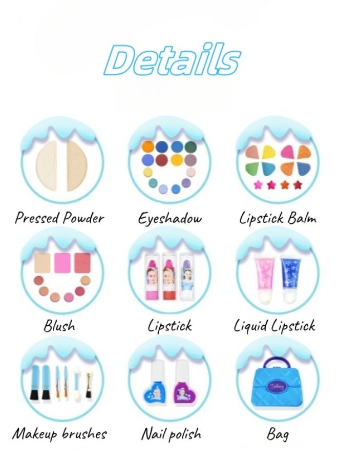 Saudi Select Your Daughter's Safe Makeup Kit: 50-Piece Frozen-Inspired Magic!  Non-Toxic for Princess Dress up Game Christmas & Birthday Girl Gift for 3-12 - Image 3